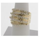 14K Yellow Gold Diamond Dome Band Ring