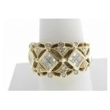 14K Yellow Gold Diamond Filigree Ring