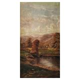 Unsigned 18x9.5 O/C Hudson River landscape