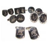 Sterling Silver Gents Nielloware Siam Cuff Links