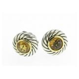 Davis Yurman 18K/Sterling Citrine Stud Earrings