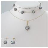 14K Tahitian Pearl Pendant, Earrings, Bracelet