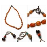 Sterling Carnelian Necklace, Sterling Drop Earring