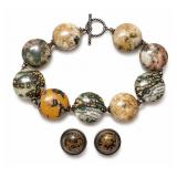 Ocean Jasper Bracelet and Lodolite Earrings