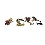 Eight Enameled Brooches