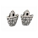 Lisa Jenks Sterling Basket Motif Earrings