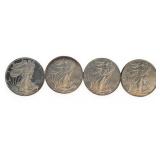 (4) US Silver Eagle .999 Silver Coins