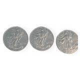 (3) Silver American Eagle $1 Coins, 2020