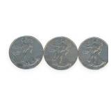 (3) Silver American Eagle $1 Coins, 2020