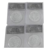 (4) US Morgan Silver Dollar Commem, .999 Silver