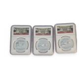 (3) China Panda Coins, ea 1oz .999 Silver, NGC