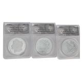 (3) US Morgan Silver Dollar Commem, .999 Silver