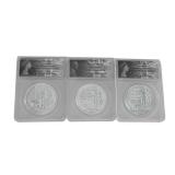 (3) Britannia 1oz .999 Silver Coins, ANACS