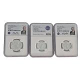 (3) Fractional US Eagle .999 Silver Coins, NGC