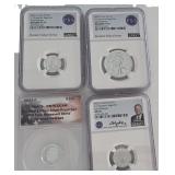 (4) US .999 Silver Fractional Eagle Coins