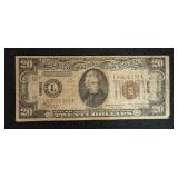 1934 Hawaii $20 Note, Brown Seal