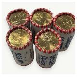 (5) Rolls Uncirculated Presidential Dollar Coins