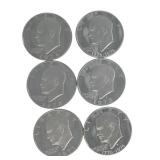 (6) Eiserhower .40 Silver $1 Coins, S mint