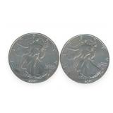 (2) Silver American Eagle $1 Coins, 2021-W Type 2