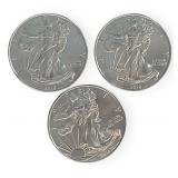 (3) Silver American Eagle $1 Coins, 2018