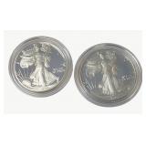 (2) Silver American Eagle $1 Proof Coins