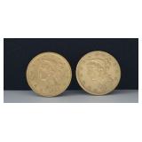 (2) $5 Gold Liberty Head Coins