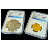 2-Coin Set Commem Apollo 11, Gold, Silver