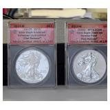 2-Coin Set, Silver American Eagle $1 Coins, ANACS