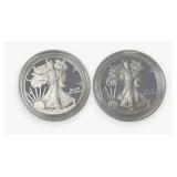 (2) Silver American Eagle $1 Proof Coins