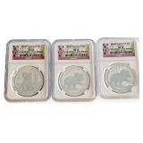 (3) Australian Koala Coins, 1oz .999 Silver, NGC