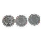 (3) Australian Silver 1oz .999 Rounds