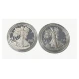 (2) Silver American Eagle $1 Proof Coins