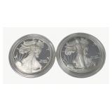 (2) Silver American Eagle $1 Proof Coins