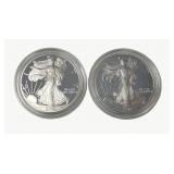 (2) Silver American Eagle $1 Proof Coins