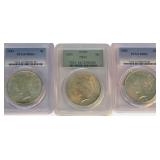 (3) US Silver Peace $1 Coins, PCGS