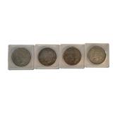 (4) Silver US Peace Dollars, 1920s