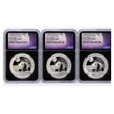 (3) China Panda Moon Festival Medals, .999, NGC