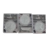 (3) US Silver Eagle $1 coins, ANACS