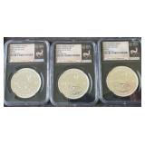 (3) S Africa Silver Krugerrands, 2017, NGC