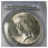 (3) US Silver Peace, Morgan $1 Coins, PCGS