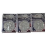 (3) 2022 US Silver Eagle $1 Coins, ANACS