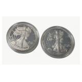 (2) Silver American Eagle $1 Proof Coins