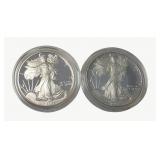 (2) Silver American Eagle $1 Proof Coins