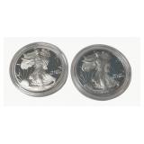(2) Silver American Eagle $1 Proof Coins