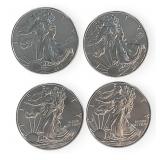 (4) Silver American Eagle $1 Coins, 2017