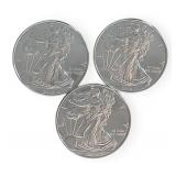 (3) Silver American Eagle $1 Coins, 2018