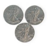 (3) Silver American Eagle $1 Coins, 2017