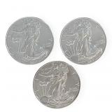 (3) Silver American Eagle $1 Coins, 2017