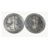 (2) Silver American Eagle $1 Proof Coins