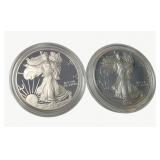 (2) Silver American Eagle $1 Proof Coins